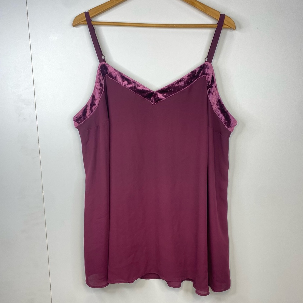 Torrid 2x Purple Velvet Detail Tank Top Shirt Flowy Plus Size